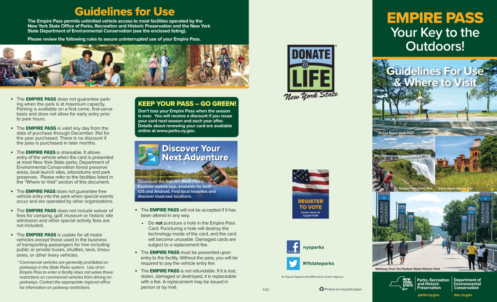 Guidelines for use can be found here:
https://parks.ny.gov/documents/admission/EmpirePassCardGuidelines.pdf