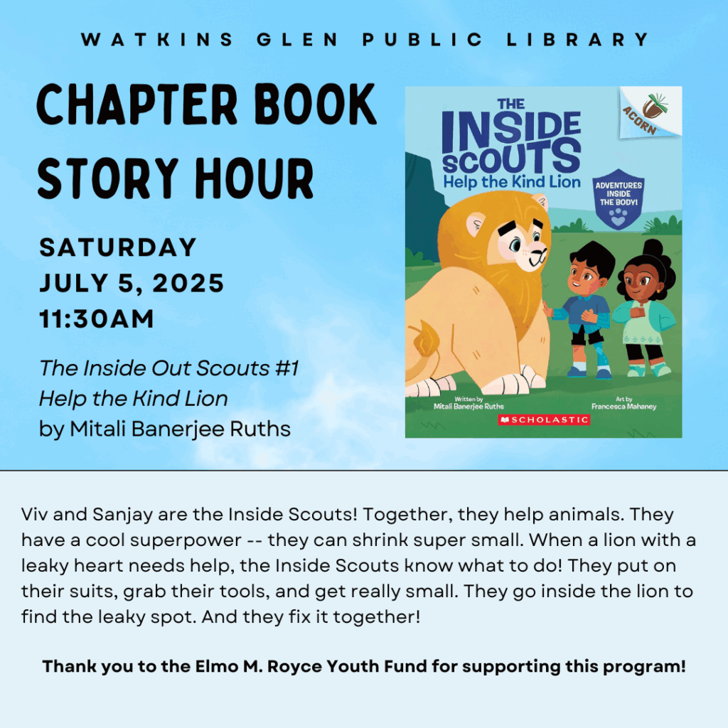 Chapter Book Story Hour: Saturday July 5 at 11:30am - Reading The Inside Out Scouts: Help the Kind Lion