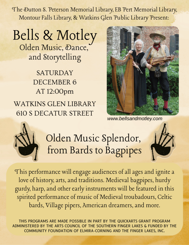 Bells and Motley - FREE community concert at the library on Saturday, December 6th at 12:00pm