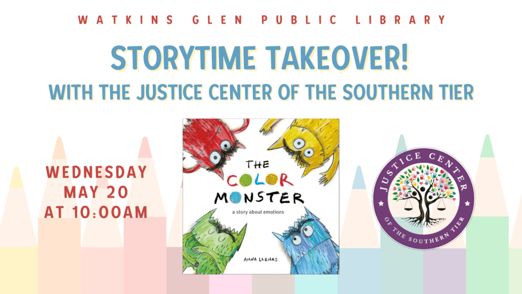 Storytime with The Justice Center of the Southern Tier on May 20th at 10am