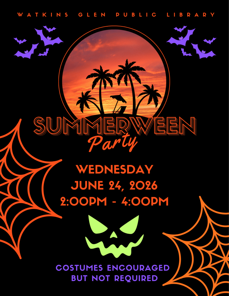 Annual Summerween Party - June 24th from 2-4pm. Costumes encouraged but not required.