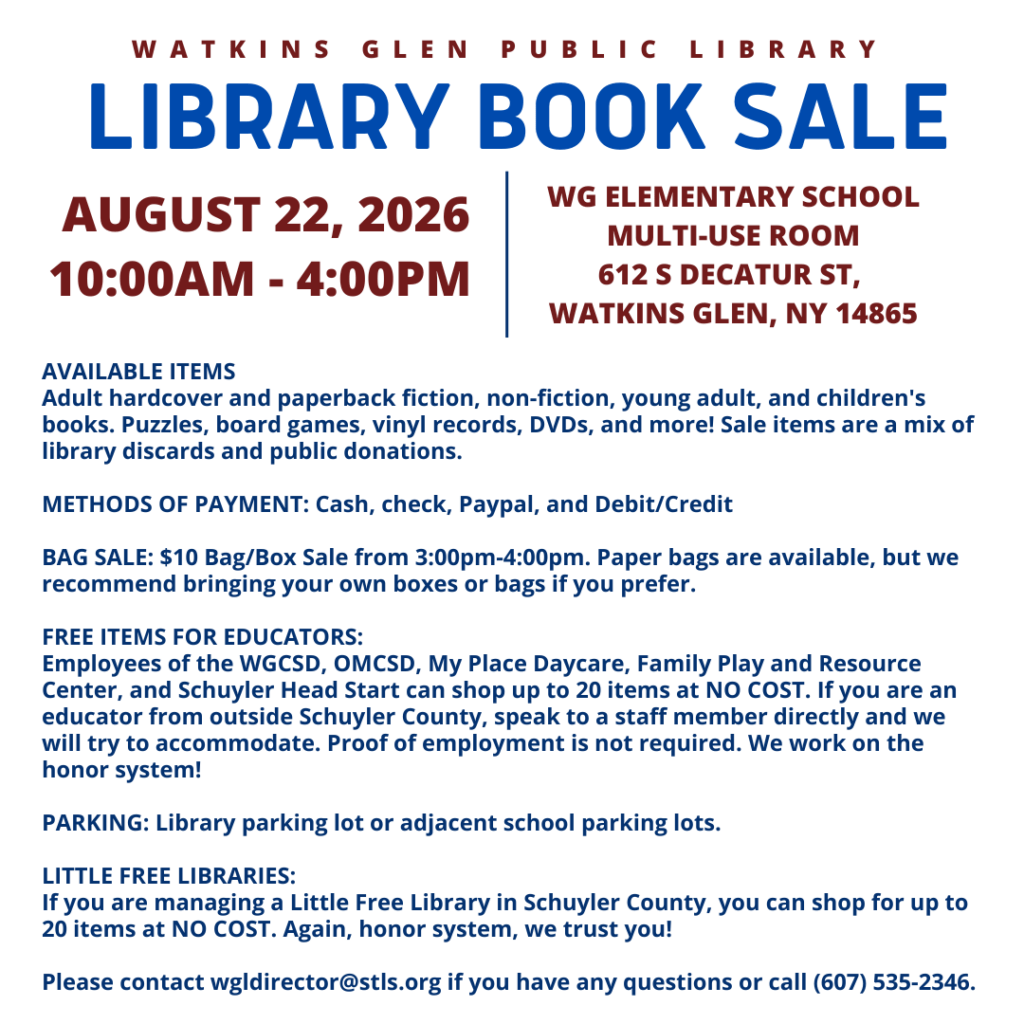 Library Book Sale - August 22nd from 10am-4pm
