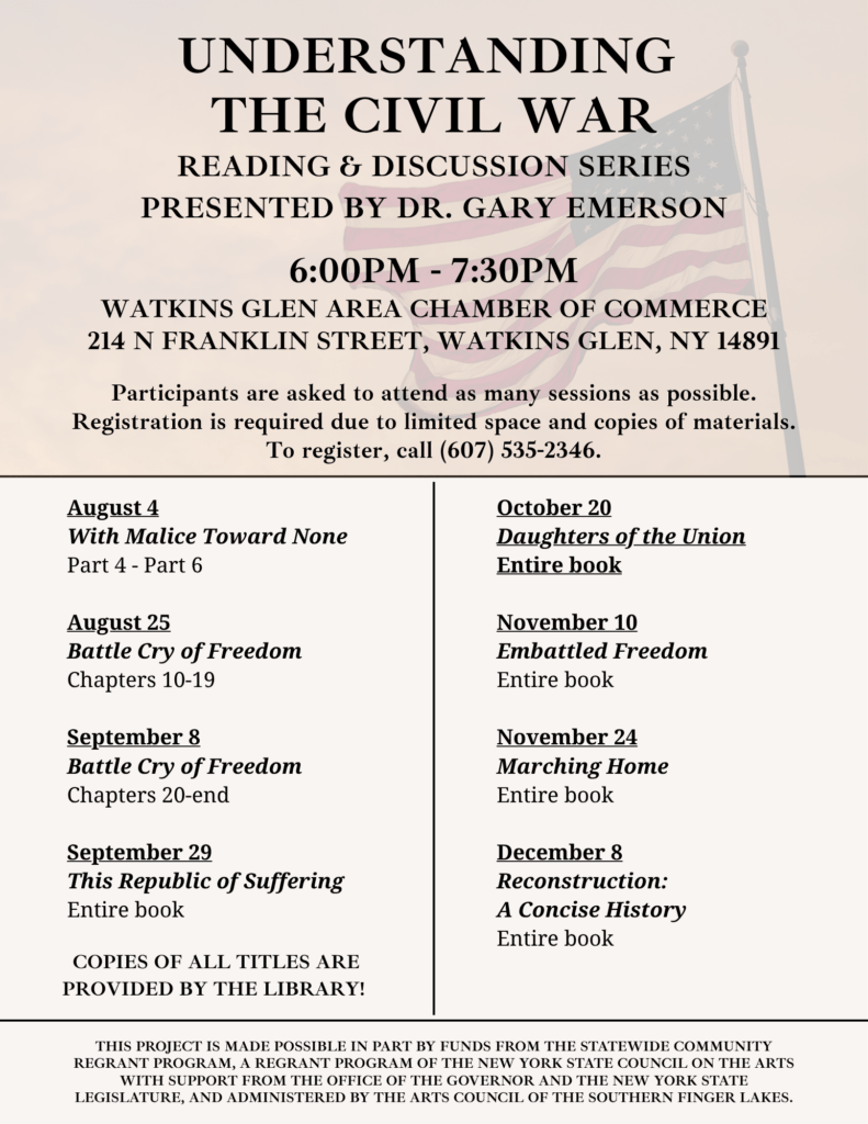 Understanding the Civil War with Dr. Gary Emerson starts August 4th - Registration is now open. All materials provided.