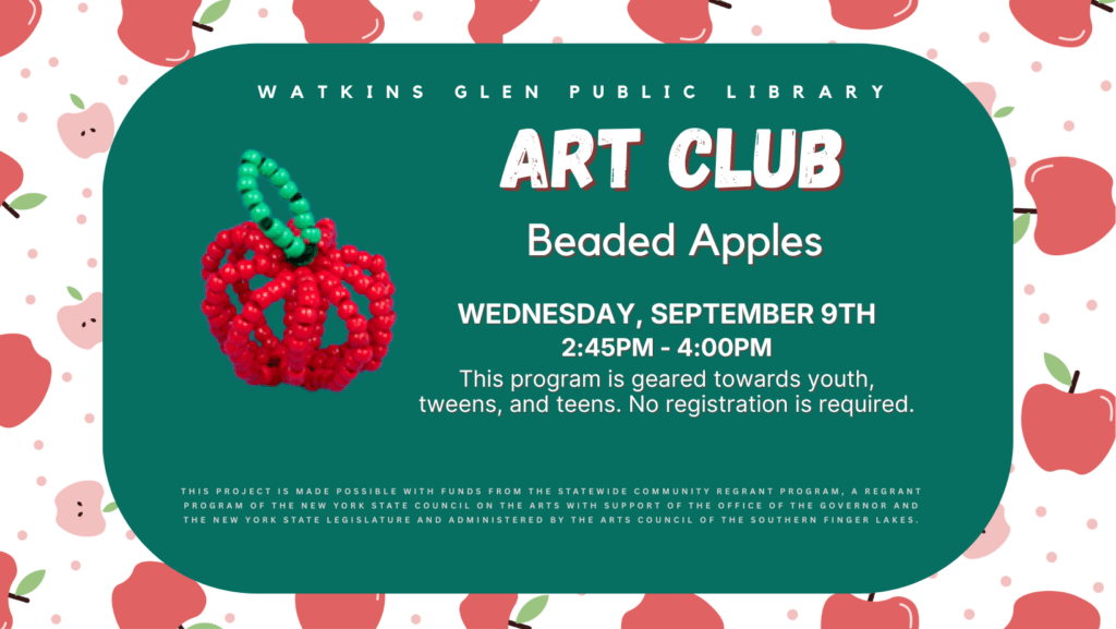 Art Club on 9/9 - Beaded Apples at 2:45pm