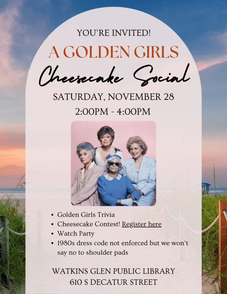 A Golden Girls Cheesecake Social - November 28th from 2-4pm! Interested in submitting to the Cheesecake Contest? Let us know!