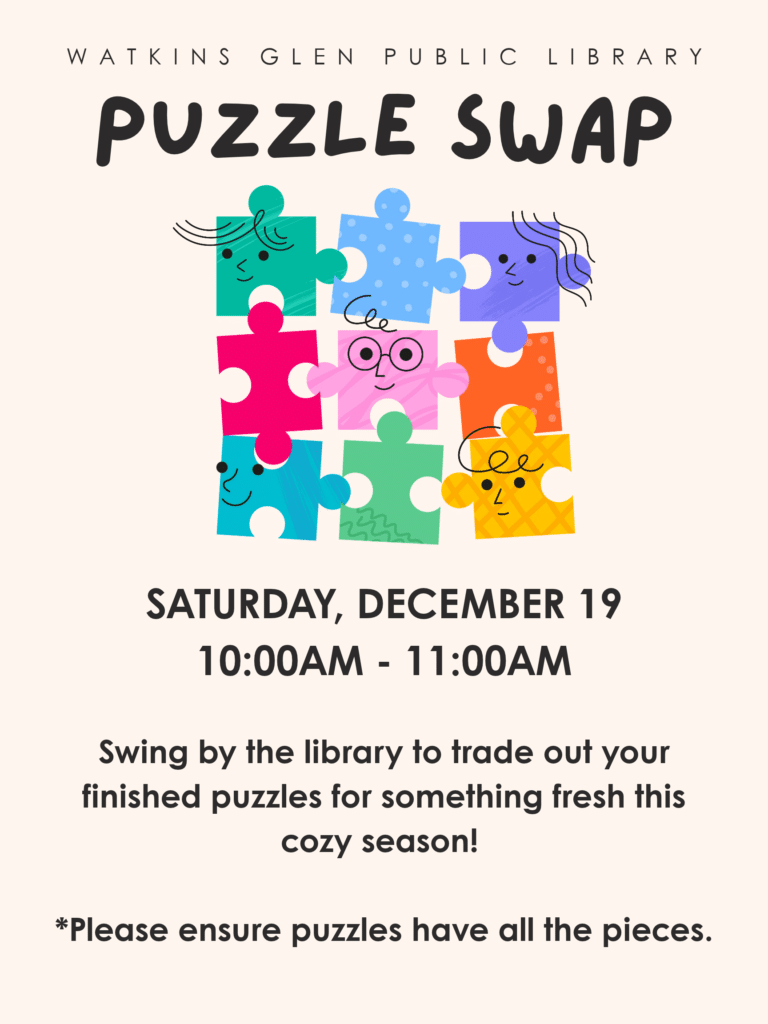Puzzle Swap at the library on December 19 from 10-11am!